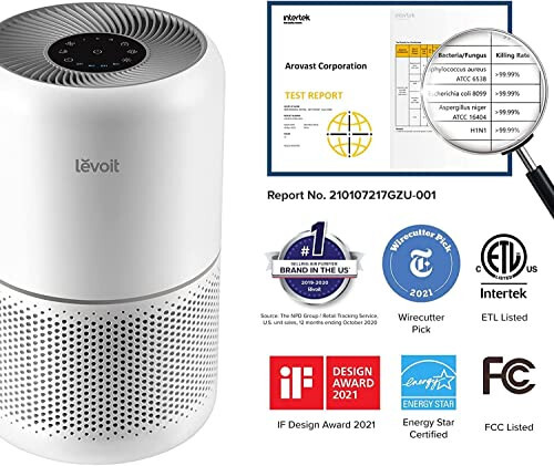 LEVOIT Air Purifier for Home Allergies Pets Hair in Bedroom, Covers Up to 1095 ft² by 45W High Torque Motor, 3-in-1 Filter with HEPA sleep mode, Remove Dust Smoke Pollutants Odor, Core300-P, White - 20