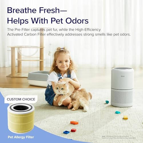 LEVOIT Air Purifier for Home Allergies Pets Hair in Bedroom, Covers Up to 1095 ft² by 45W High Torque Motor, 3-in-1 Filter with HEPA sleep mode, Remove Dust Smoke Pollutants Odor, Core300-P, White - 10