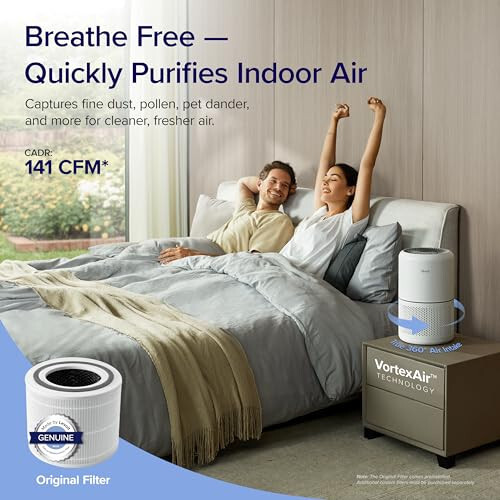 LEVOIT Air Purifier for Home Allergies Pets Hair in Bedroom, Covers Up to 1095 ft² by 45W High Torque Motor, 3-in-1 Filter with HEPA sleep mode, Remove Dust Smoke Pollutants Odor, Core300-P, White - 1