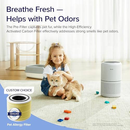 LEVOIT Air Purifier for Home Allergies Pets Hair in Bedroom, Covers Up to 1095 ft² by 45W High Torque Motor, 3-in-1 Filter with HEPA sleep mode, Remove Dust Smoke Pollutants Odor, Core300-P, White - 2