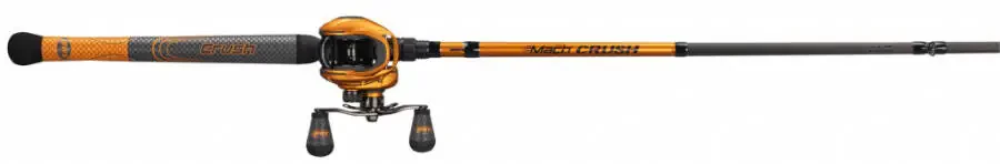 Lew's MACH Crush SLP Baitcast Reel and Fishing Rod Combo, 7-Foot 3-Inch Rod, Right-Hand Retrieve, Orange - 3
