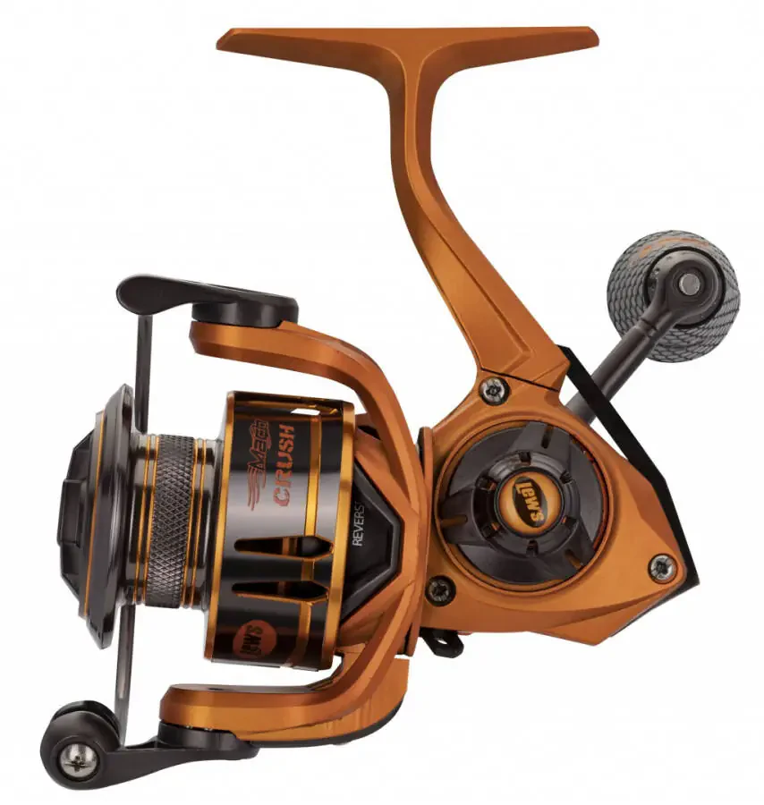 Lew's Mach Crush Spinning Fishing Reel, Size 400, Orange - 1