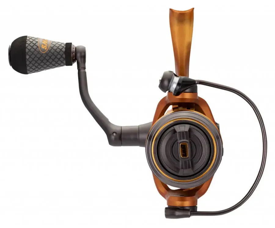 Lew's Mach Crush Spinning Fishing Reel, Size 400, Orange - 5