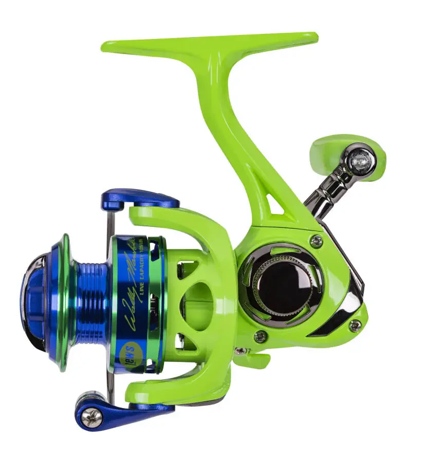 Lew's Wally Marshall Speed Shooter Spinning Fishing Reel, Size 75 Reel, Green/Blue - 2