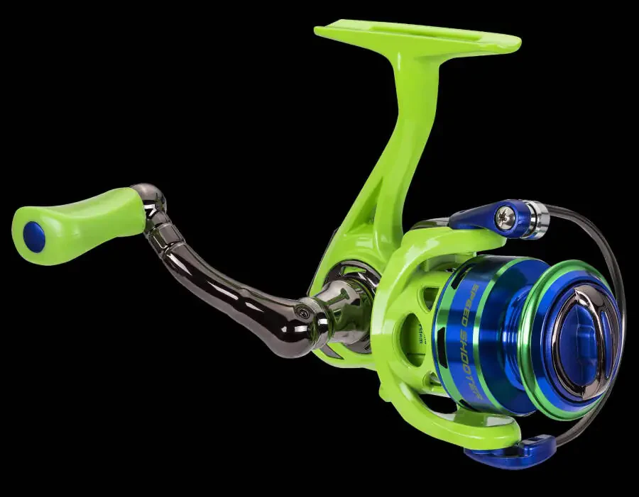Lew's Wally Marshall Speed Shooter Spinning Fishing Reel, Size 75 Reel, Green/Blue - 6