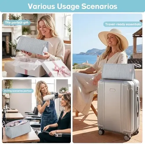 Lexeeco Dy son Air wrap Travel Case Hair Tools Travel Bag for Shark Flexstyle Carrying Case Portable Shark Hair Dryer Revlon Flat Curling Iron Organizer(Silver Gray) - 1