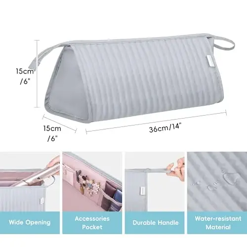 Lexeeco Dy son Air wrap Travel Case Hair Tools Travel Bag for Shark Flexstyle Carrying Case Portable Shark Hair Dryer Revlon Flat Curling Iron Organizer(Silver Gray) - 3