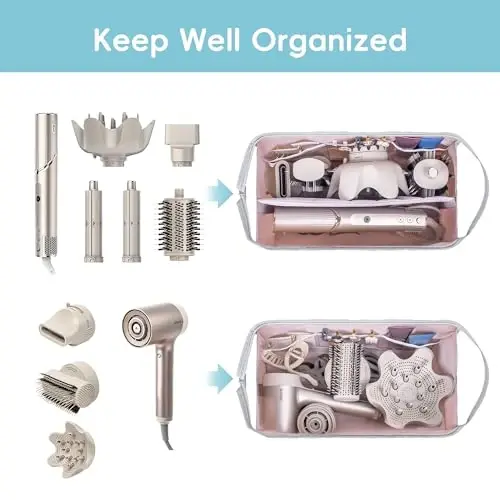Lexeeco Dy son Air wrap Travel Case Hair Tools Travel Bag for Shark Flexstyle Carrying Case Portable Shark Hair Dryer Revlon Flat Curling Iron Organizer(Silver Gray) - 5