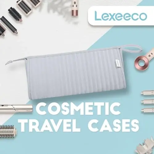 Lexeeco Dy son Air wrap Travel Case Hair Tools Travel Bag for Shark Flexstyle Carrying Case Portable Shark Hair Dryer Revlon Flat Curling Iron Organizer(Silver Gray) - 6