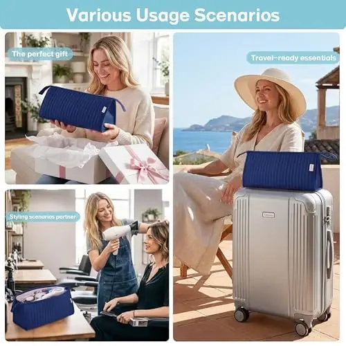 Lexeeco Dy son Air wrap Travel Case Hair Tools Travel Bag for Shark Flexstyle Carrying Case Portable Shark Hair Dryer Revlon Flat Curling Iron Organizer (Blue) 