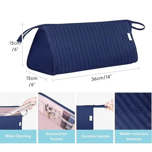 Lexeeco Dy son Air wrap Travel Case Hair Tools Travel Bag for Shark Flexstyle Carrying Case Portable Shark Hair Dryer Revlon Flat Curling Iron Organizer (Blue) - 3