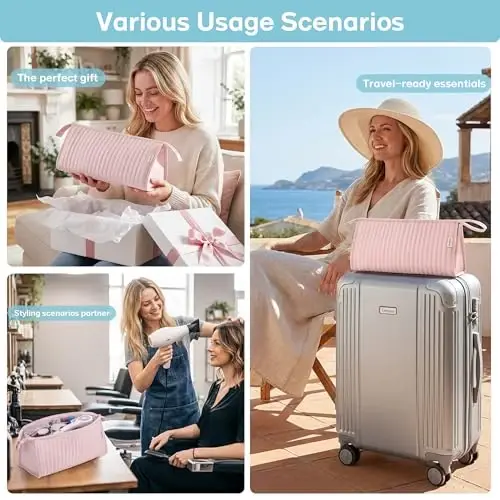 Lexeeco Dy son Air wrap Travel Case Hair Tools Travel Bag for Shark Flexstyle Carrying Case Portable Shark Hair Dryer Revlon Flat Curling Iron Organizer(Pink) - 1