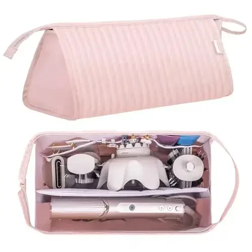 Lexeeco Dy son Air wrap Travel Case Hair Tools Travel Bag for Shark Flexstyle Carrying Case Portable Shark Hair Dryer Revlon Flat Curling Iron Organizer(Pink) - MODAZONE (1)
