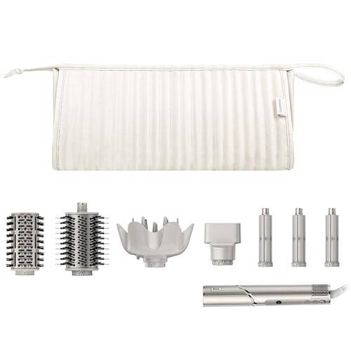 Lexeeco Dy son Air wrap Travel Case Hair Tools Travel Bag for Shark Flexstyle Carrying Case Portable Shark Hair Dryer Revlon Flat Curling Iron Organizer (Beige) - 1