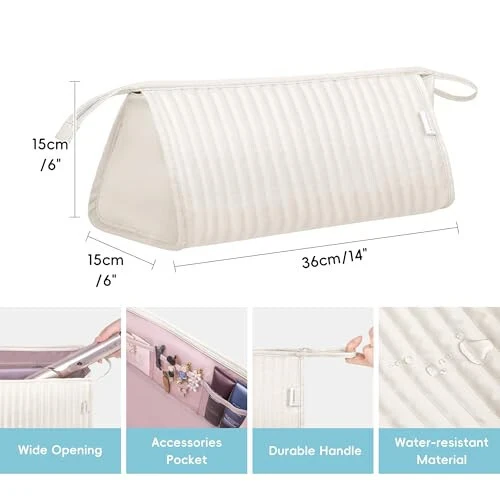 Lexeeco Dy son Air wrap Travel Case Hair Tools Travel Bag for Shark Flexstyle Carrying Case Portable Shark Hair Dryer Revlon Flat Curling Iron Organizer (Beige) - 4