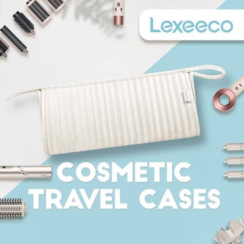 Lexeeco Dy son Air wrap Travel Case Hair Tools Travel Bag for Shark Flexstyle Carrying Case Portable Shark Hair Dryer Revlon Flat Curling Iron Organizer (Beige) - 6