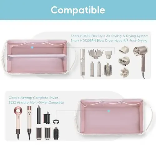 Lexeeco Dy Son Air Wrap Travel Case Hair Tools Travel Bag for Shark Flexstyle Carrying Case Portable Shark Hair Dryer Revlon Flat Curling Iron Organizer (Beige) - 5