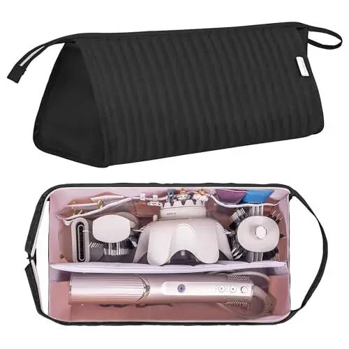 Lexeeco Dy son Air wrap Travel Case Hair Tools Travel Bag for Shark Flexstyle Carrying Case Portable Shark Hair Dryer Revlon Flat Curling Iron Organizer (Black) - 2