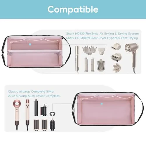 Lexeeco Dy son Air wrap Travel Case Hair Tools Travel Bag for Shark Flexstyle Carrying Case Portable Shark Hair Dryer Revlon Flat Curling Iron Organizer (Black) - 3