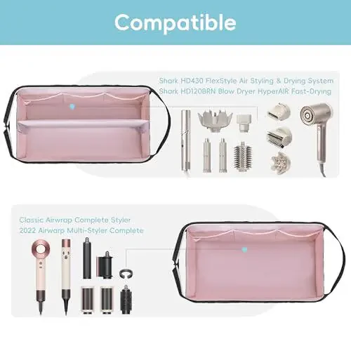 Lexeeco Dy son Air wrap Travel Case Hair Tools Travel Bag for Shark Flexstyle Carrying Case Portable Shark Hair Dryer Revlon Flat Curling Iron Organizer (Black) - 3