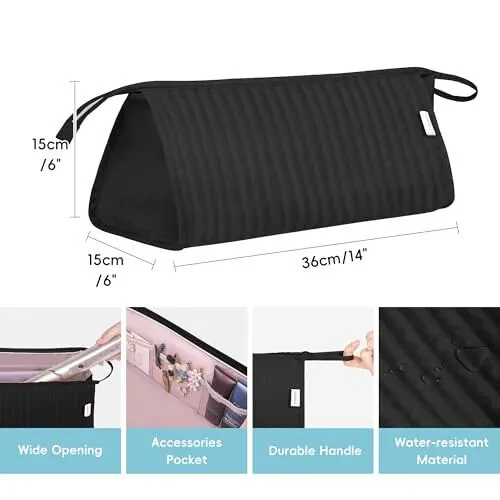 Lexeeco Dy son Air wrap Travel Case Hair Tools Travel Bag for Shark Flexstyle Carrying Case Portable Shark Hair Dryer Revlon Flat Curling Iron Organizer (Black) - 4