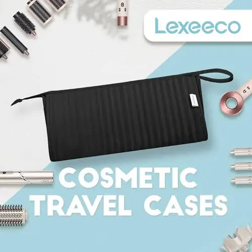 Lexeeco Dy son Air wrap Travel Case Hair Tools Travel Bag for Shark Flexstyle Carrying Case Portable Shark Hair Dryer Revlon Flat Curling Iron Organizer (Black) - 6