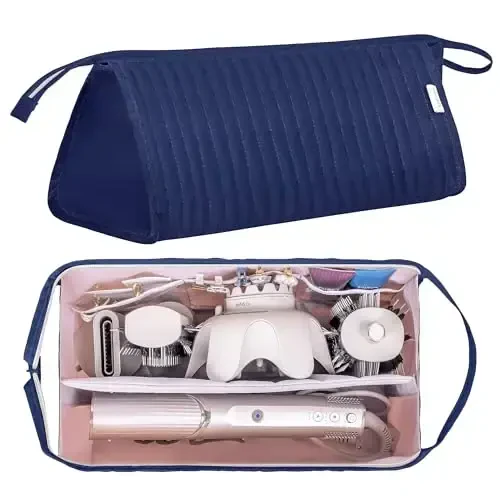 Lexeeco Dy son Air wrap Travel Case Hair Tools Travel Bag for Shark Flexstyle Carrying Case Portable Shark Hair Dryer Revlon Flat Curling Iron Organizer (Blue) - 2