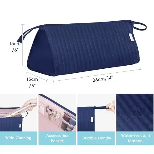 Lexeeco Dy son Air wrap Travel Case Hair Tools Travel Bag for Shark Flexstyle Carrying Case Portable Shark Hair Dryer Revlon Flat Curling Iron Organizer (Blue) - 3