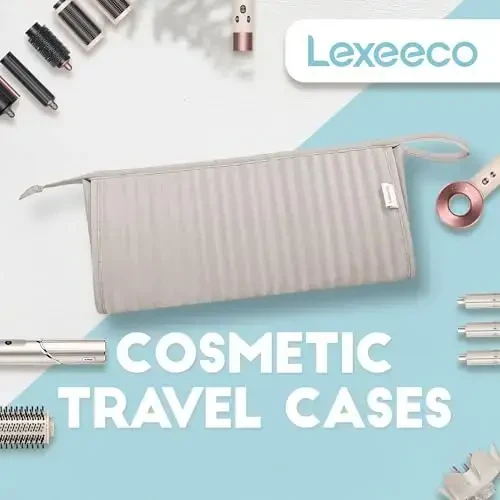 Lexeeco Dy son Air wrap Travel Case Hair Tools Travel Bag for Shark Flexstyle Carrying Case Portable Shark Hair Dryer Revlon Flat Curling Iron Organizer (Camel) - 6