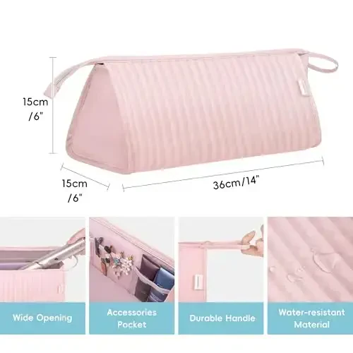 Lexeeco Dy son Air wrap Travel Case Hair Tools Travel Bag for Shark Flexstyle Carrying Case Portable Shark Hair Dryer Revlon Flat Curling Iron Organizer(Pink) - 3