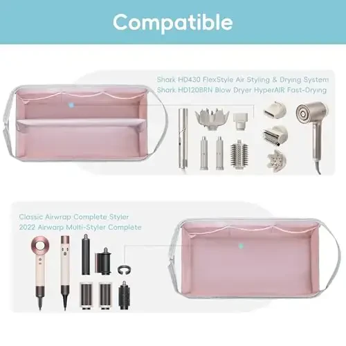 Lexeeco Dy son Air wrap Travel Case Hair Tools Travel Bag for Shark Flexstyle Carrying Case Portable Shark Hair Dryer Revlon Flat Curling Iron Organizer(Silver Gray) - 4