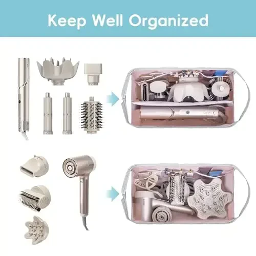 Lexeeco Dy son Air wrap Travel Case Hair Tools Travel Bag for Shark Flexstyle Carrying Case Portable Shark Hair Dryer Revlon Flat Curling Iron Organizer(Silver Gray) - 5