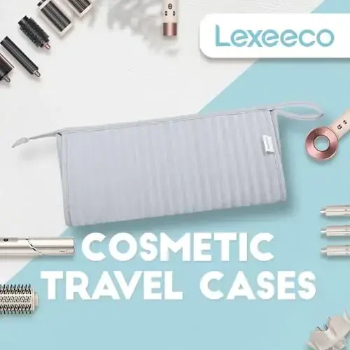 Lexeeco Dy son Air wrap Travel Case Shark Flexstyle Carrying Case uchun Soch Asboblari Sayohat Sumkasi Portativ Shark Soch Quritgich Revlon Dazmol Kıvırma Temir Organayzeri (Kumush Kulrang) - 6