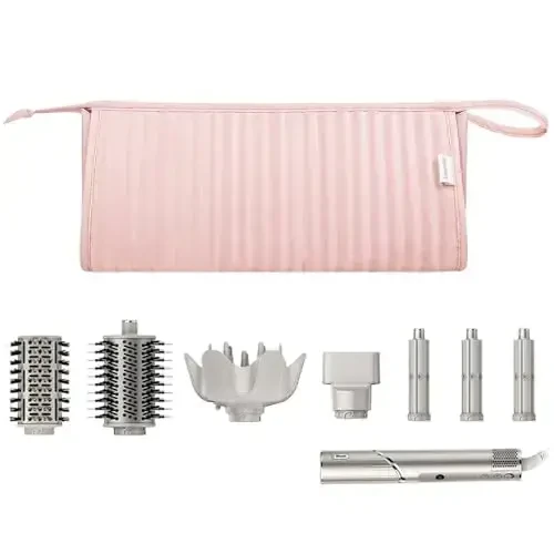 Lexeeco Dy son Air wrap Travel Case Shark Flexstyle tashish sumkasi portativ Shark sochlarini quritgich Revlon dazmol kıvırma temir organizeri (pushti) uchun soch turmagi sayohat sumkasi - 1