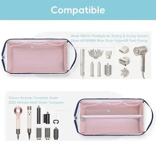 Lexeeco Dy son Air wrap Travel Case Shark Flexstyle tashish uchun sumka uchun soch turmagi asboblari Shark soch quritgich Revlon dazmol jingalak temir organizatori (ko'k) - 4