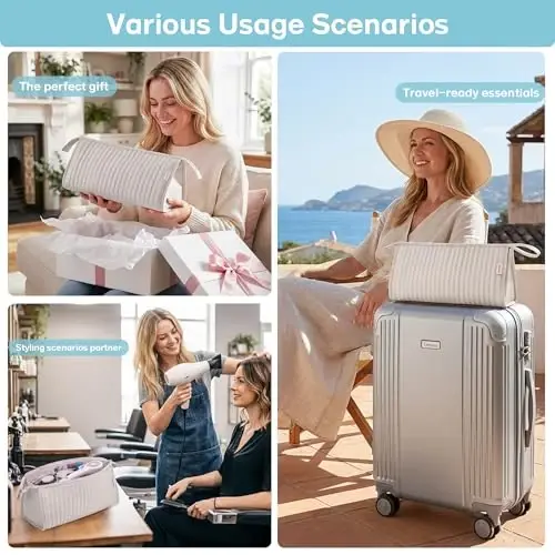 Lexeeco Dy son Air wrap Travel Case Hair Tools Travel Bag for Shark Flexstyle Carrying Case Portable Shark Hair Dryer Revlon Flat Curling Iron Organizer (Camel) 