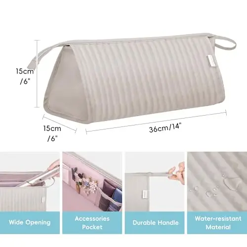 Lexeeco Dy son Air wrap Travel Case Hair Tools Travel Bag for Shark Flexstyle Carrying Case Portable Shark Hair Dryer Revlon Flat Curling Iron Organizer (Camel) - 3