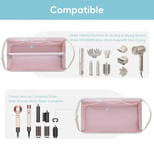 Lexeeco Dy son Air wrap Travel Case Hair Tools Travel Bag for Shark Flexstyle Carrying Case Portable Shark Hair Dryer Revlon Flat Curling Iron Organizer (Camel) - 4
