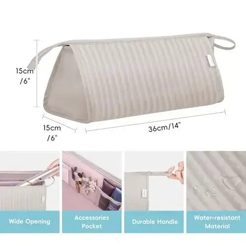 Lexeeco Dy son Air wrap Travel Case Hair Tools Travel Bag for Shark Flexstyle Carrying Case Portable Shark Hair Dryer Revlon Flat Curling Iron Organizer (Camel) - 3
