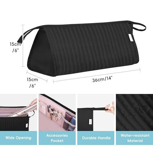 Lexeeco Dy son Air wrap Travel Case Hair Tools Travel Bag for Shark Flexstyle Carrying Case Portable Shark Hair Dryer Revlon Flat Curling Iron Organizer(Black) - 4