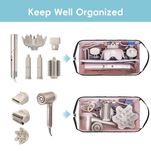 Lexeeco Dy son Air wrap Travel Case Hair Tools Travel Bag for Shark Flexstyle Carrying Case Portable Shark Hair Dryer Revlon Flat Curling Iron Organizer(Black) - 5