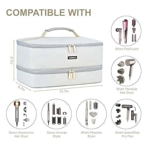 Lexeeco Hair Dryer Tools Travel Bag for Shark Flex Style Fusion AttacModazoneent | Dyson Airwrap Travel Case,Hair Tool Organizer Bag for Straightener Airstraight Curling Iron,Brush Diffuser,Gifts for Women - 3