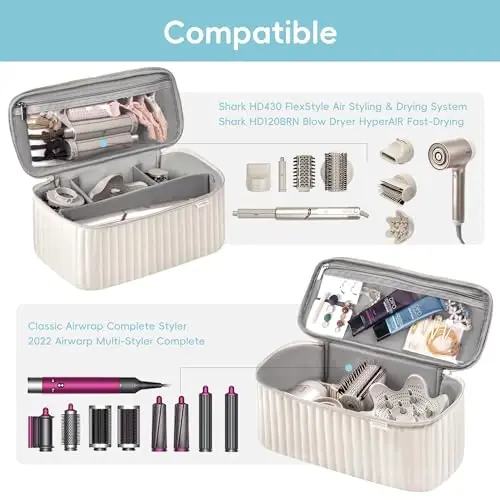 Lexeeco Hair Dryer Tools Travel Bag for Shark Flex Style Fusion AttacModazoneent | Dyson Airwrap Travel Case,Hair Tool Organizer Bag for Straightener Airstraight Curling Iron,Brush Diffuser,Gifts for Women - 5