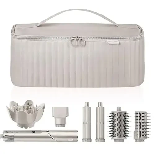 Lexeeco Travel Carrying Case for Hair Dryer Shark Flexstyle Dyson Airwrap Brush Hair Accessories Tools Storage Bag for Revlon Hairdryer Styler Organizer (Camel) - 2