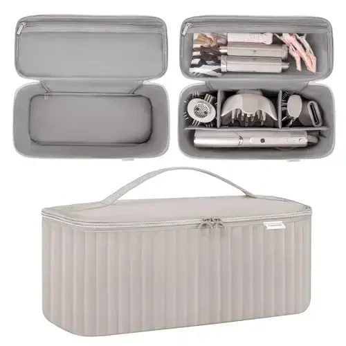 Lexeeco Travel Carrying Case for Hair Dryer Shark Flexstyle Dyson Airwrap Brush Hair Accessories Tools Storage Bag for Revlon Hairdryer Styler Organizer (Camel) - 3