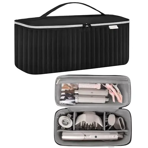 Travel Carrying Case for Hair Dryer Shark Flexstyle Dyson Airwrap Brush Hair Accessories Tools Storage Bag for Revlon Hairdryer Styler Organizer (Black) - 2