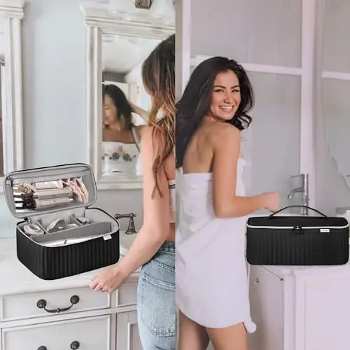 Travel Carrying Case for Hair Dryer Shark Flexstyle Dyson Airwrap Brush Hair Accessories Tools Storage Bag for Revlon Hairdryer Styler Organizer (Black) - 6