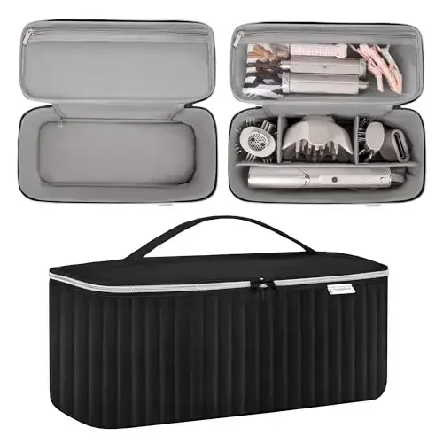 Lexeeco Travel Carrying Case for Hair Dryer Shark Flexstyle Dyson Airwrap Brush Hair Accessories Tools Storage Bag for Revlon Hairdryer Styler Organizer (Black) - 3