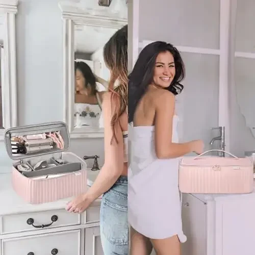 Lexeeco Travel Soch Quritgich Sumkasi Shark Flexstyle Dyson Airwrap Cho'tkasi Soch Aksessuarlari Revlon Soch Quritgich Styler Organizatori uchun Asboblar Saqlash Sumkasi (Pushti) - 6