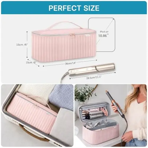 Lexeeco Travel Soch Quritgich Sumkasi Shark Flexstyle Dyson Airwrap Cho'tkasi Soch Aksessuarlari Revlon Soch Quritgich Styler Organizatori uchun Asboblar Saqlash Sumkasi (Pushti) - 1